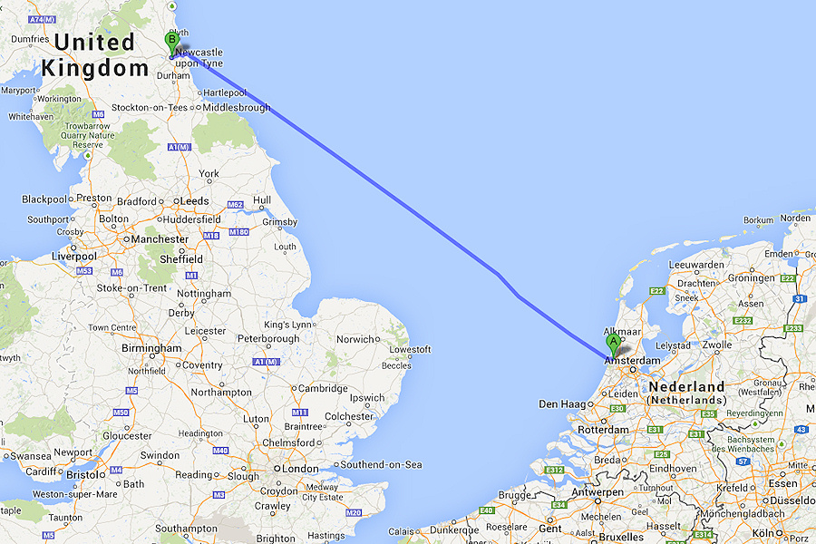 route ijmuiden newcastle